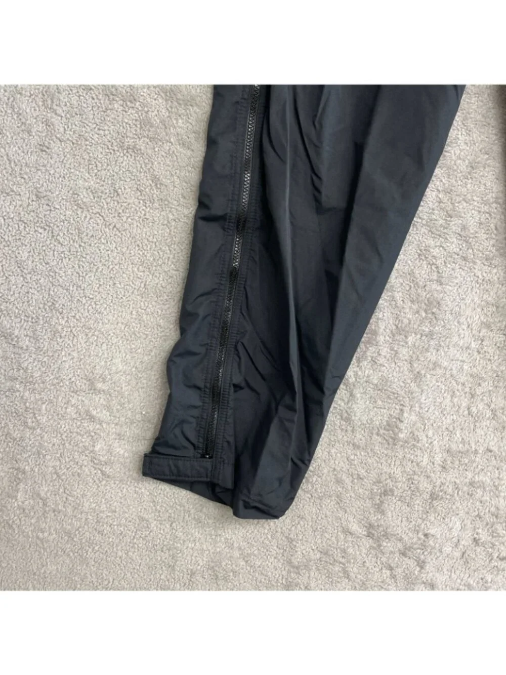 Vtg L.L. Bean Women's M Black Nylon Track Pants Zippered Sides P0255
